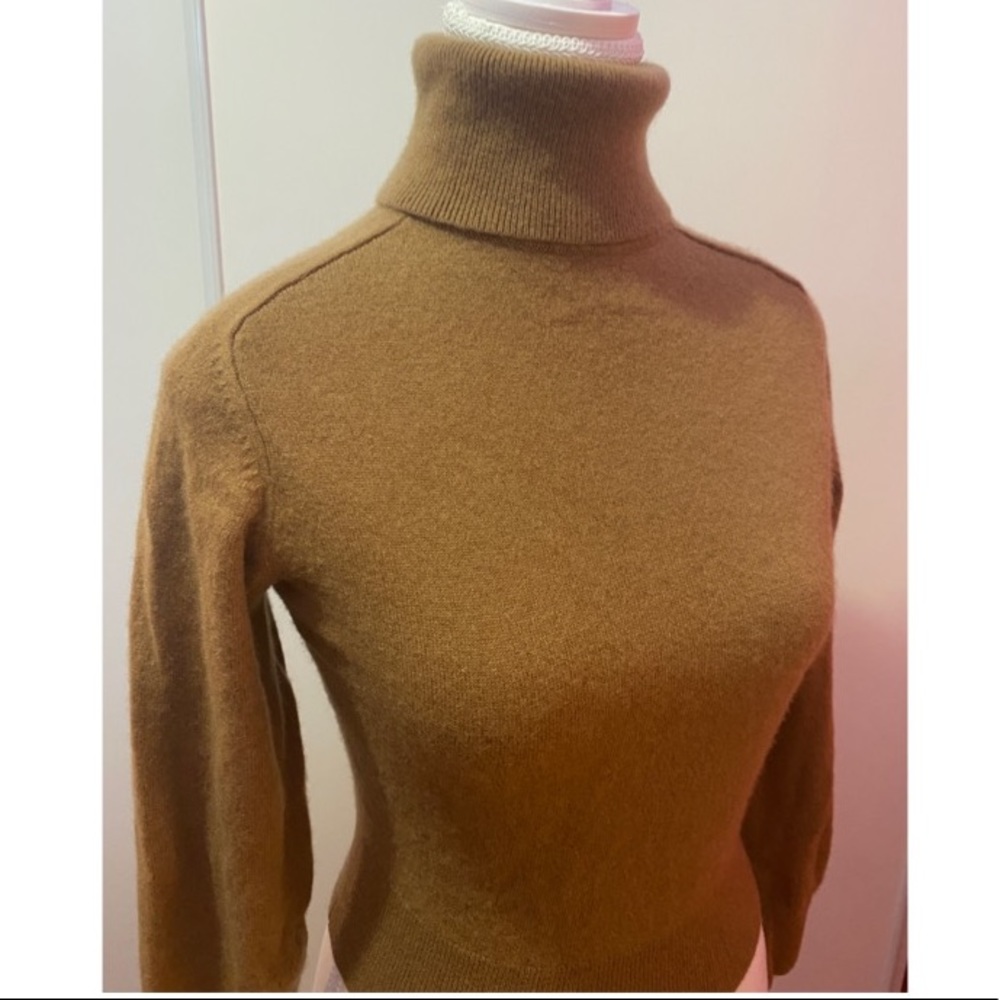Aritzia Wilfred Liteluxe Cashmere Turtleneck Sweater Tan XS - Picture 3 of 7